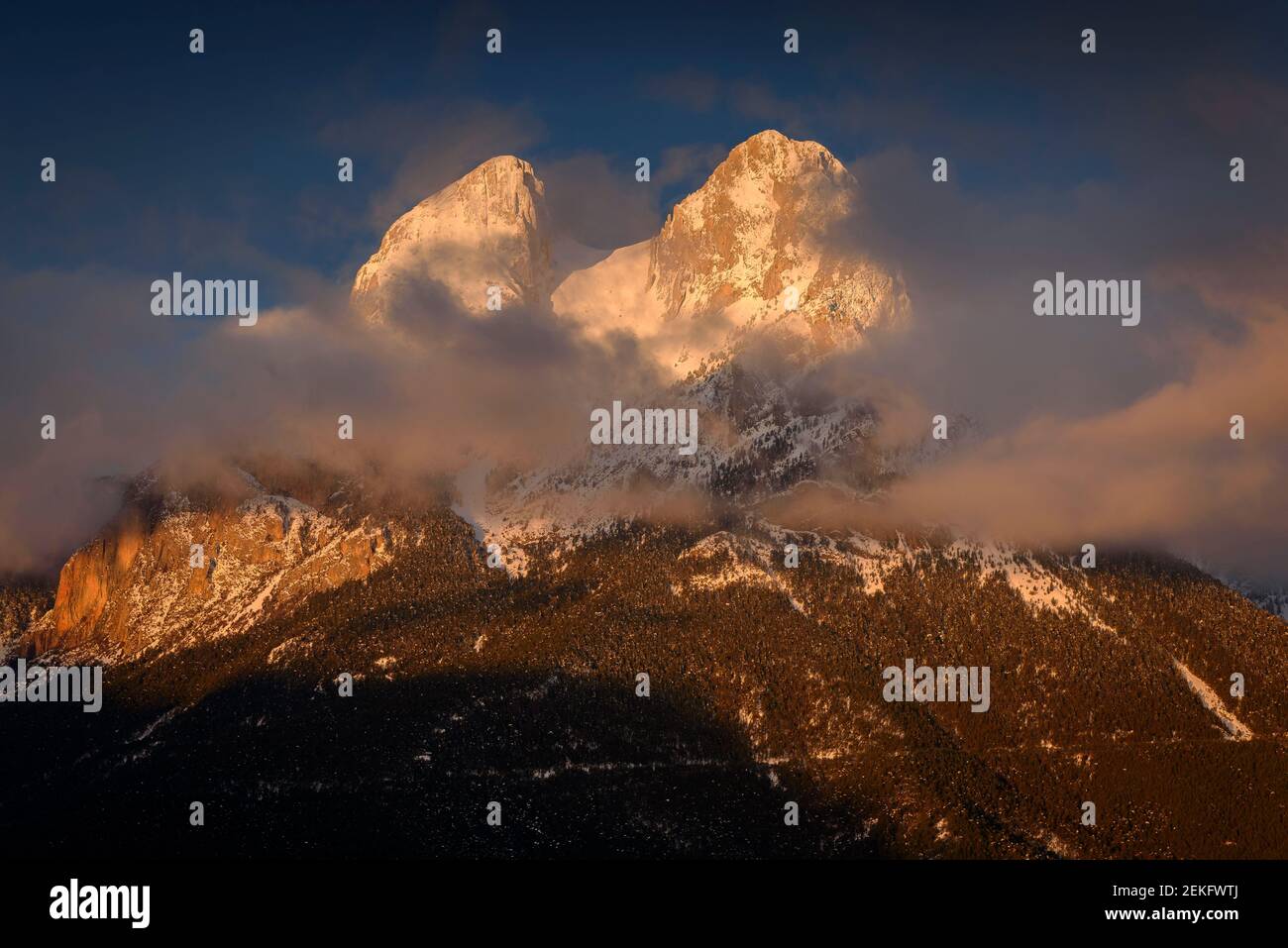 Winter Sunrise At Pedraforca Viewed From Ma Aners Bergued Catalonia