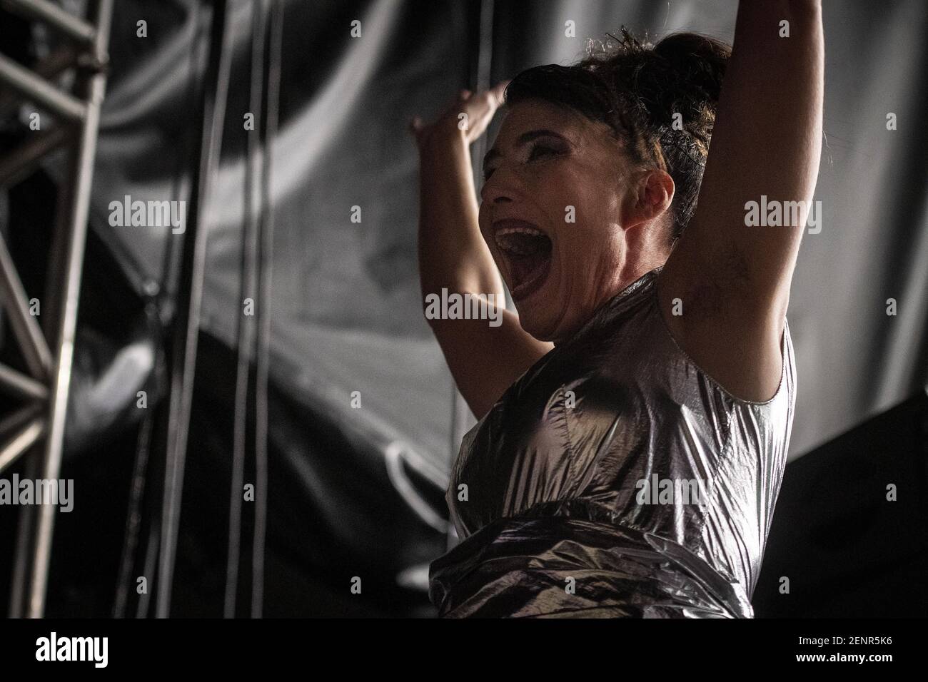 Kathleen Hanna Of Bikini Kill Performs In Douglas Park During Riot Fest