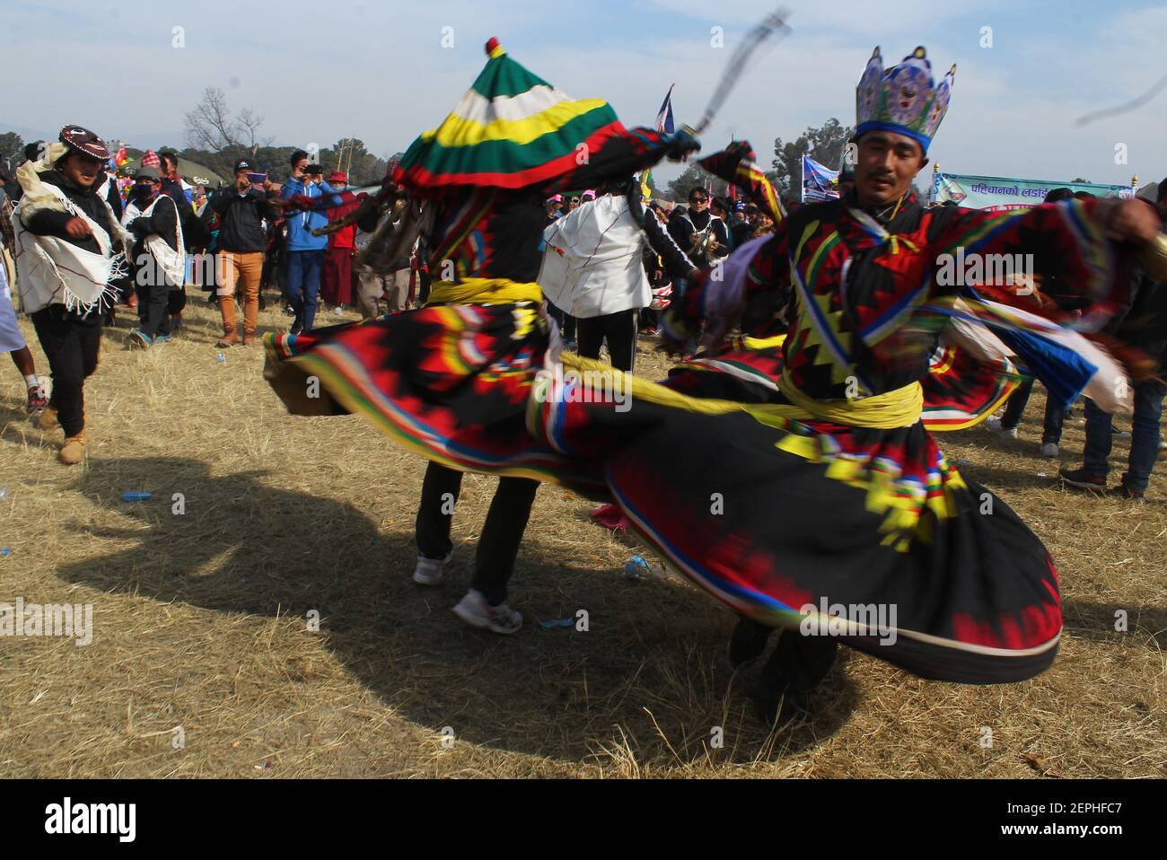 Nepalese People From Ethnic Gurung Community Dressed In Traditional