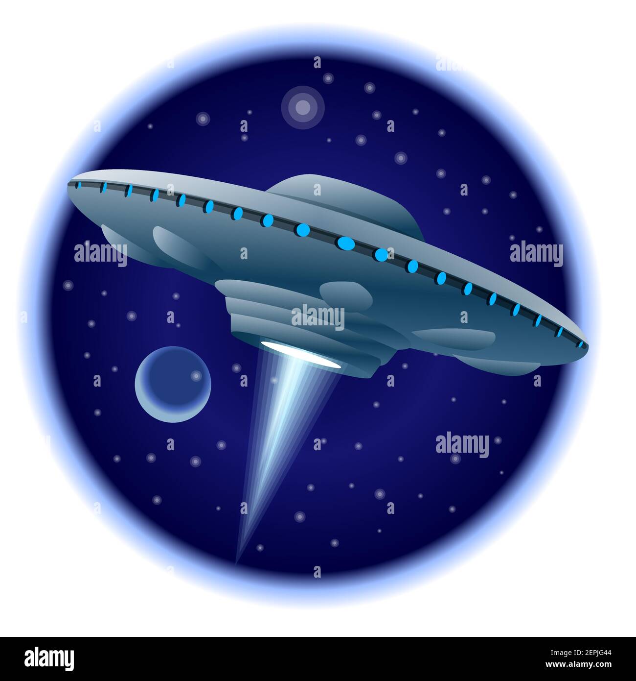 Illustration Of The Ufo Flying Saucer Star Ship In Outer Space Stock