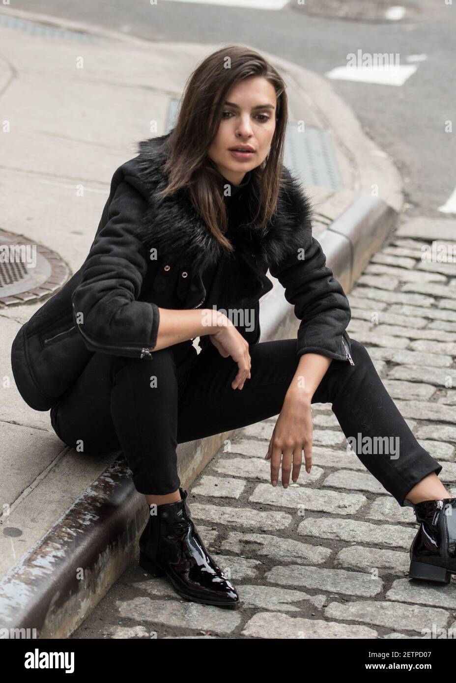 Emily Ratajkowski Spotted At A DKNY Fashion Photoshoot In SoHo New