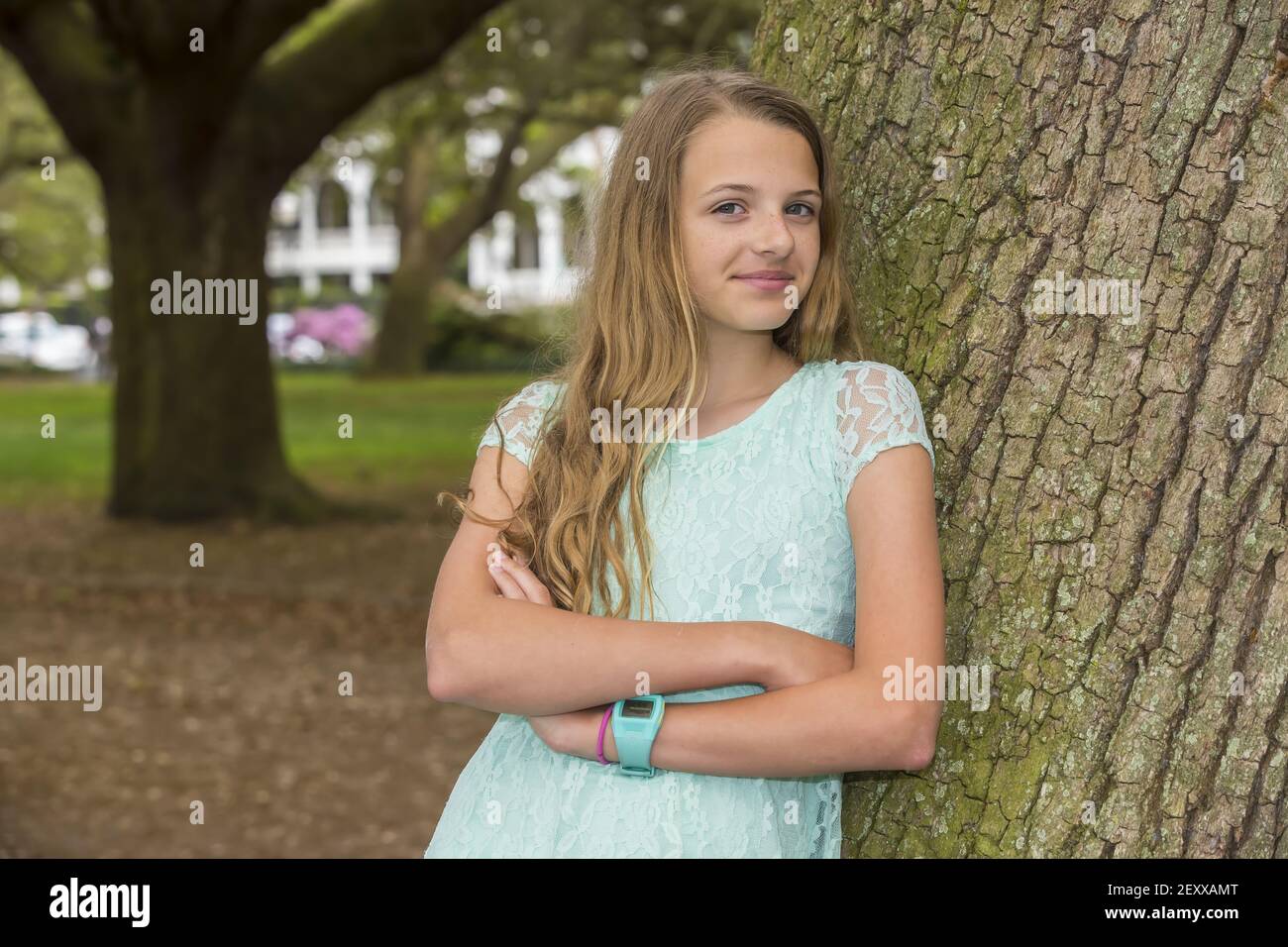Blonde Model Outdoors Stock Photo Alamy