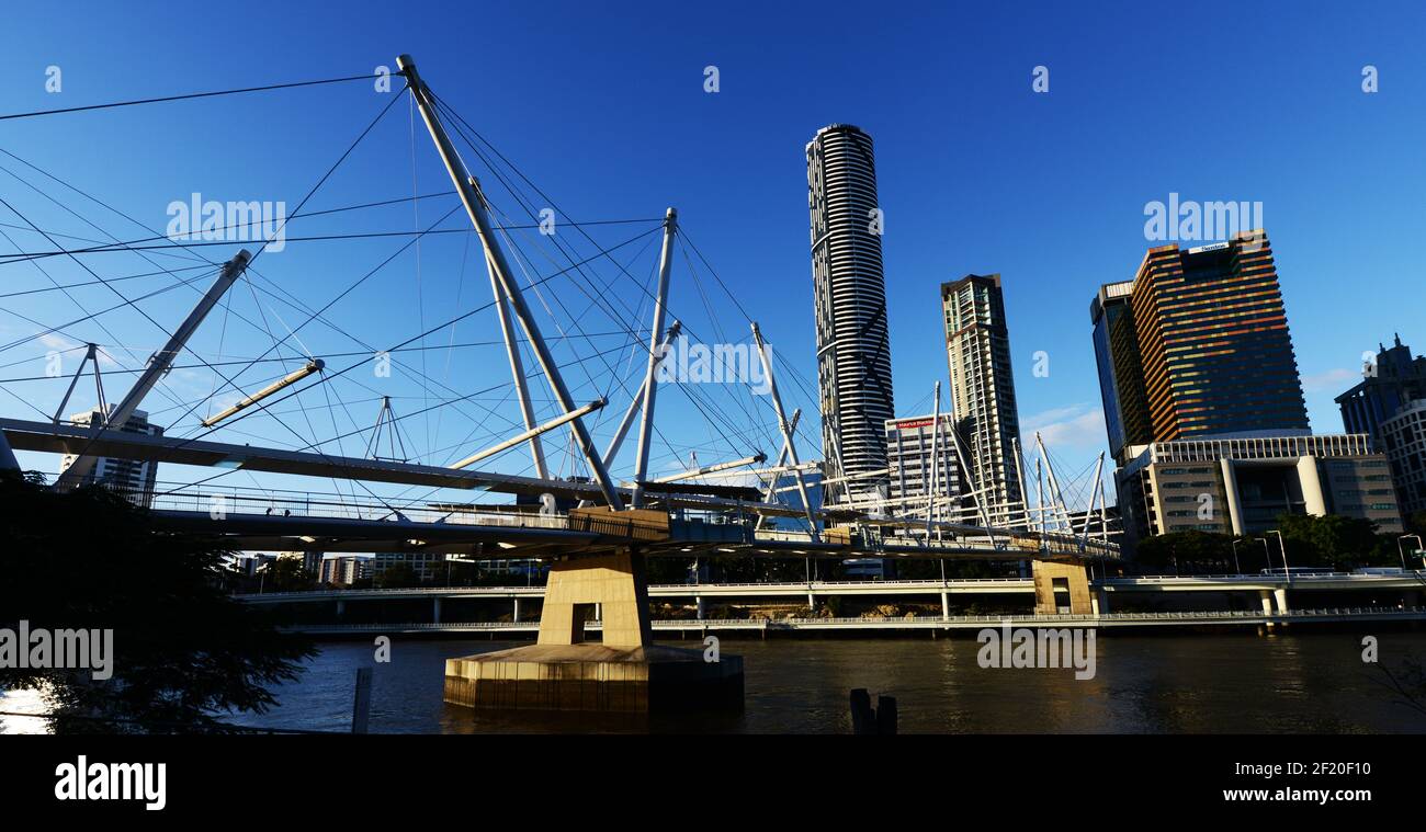 Kurilpa Bridge Over The Brisbane River Queensland Australia Stock