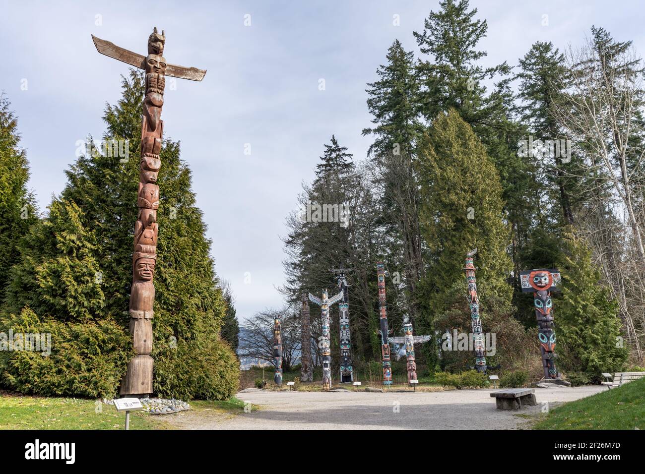 Totem Poles In Stanley Park Vancouver British Columbia Canada Stock