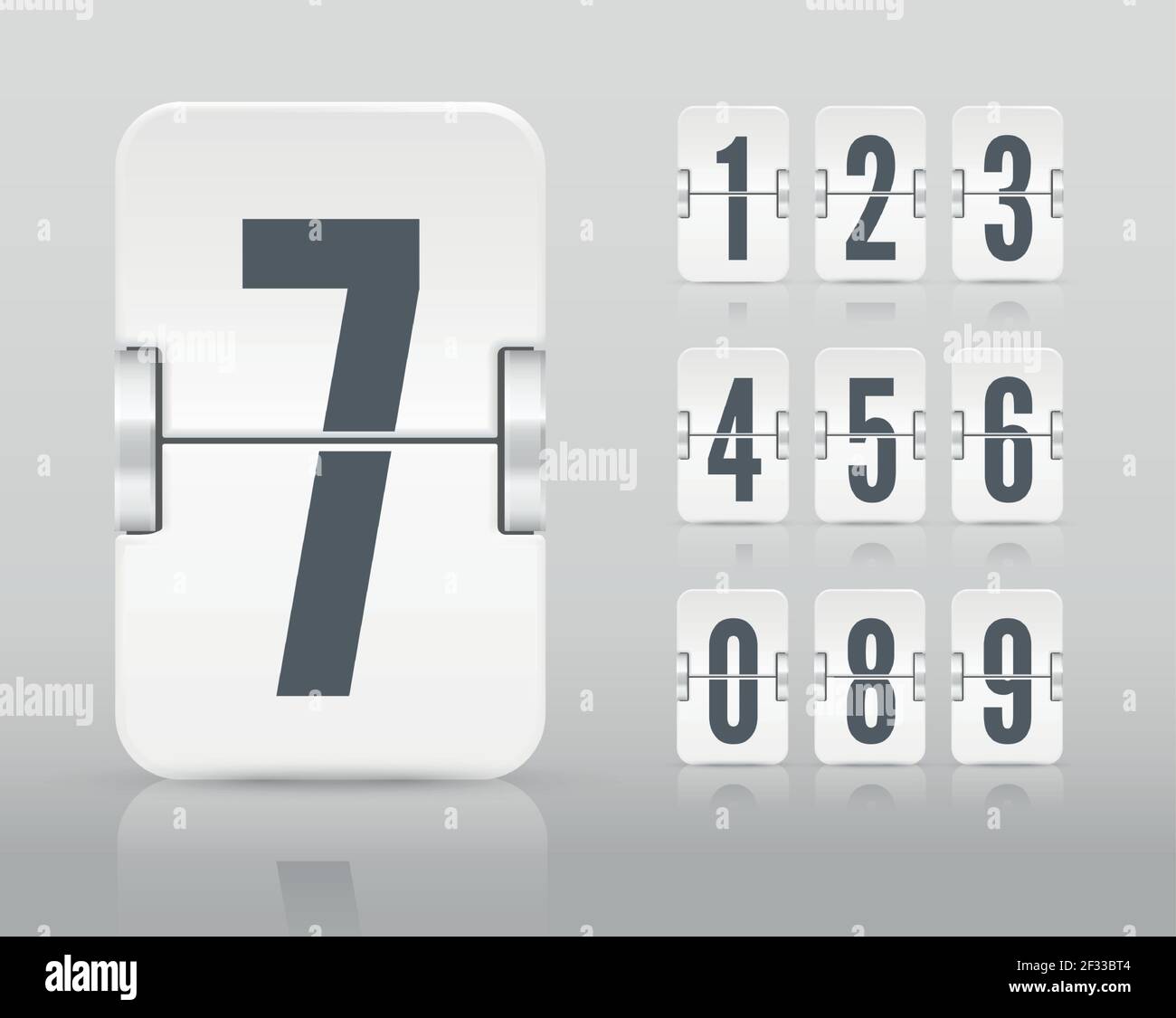 Vector White Flip Scoreboard Template With Numbers And Reflections For