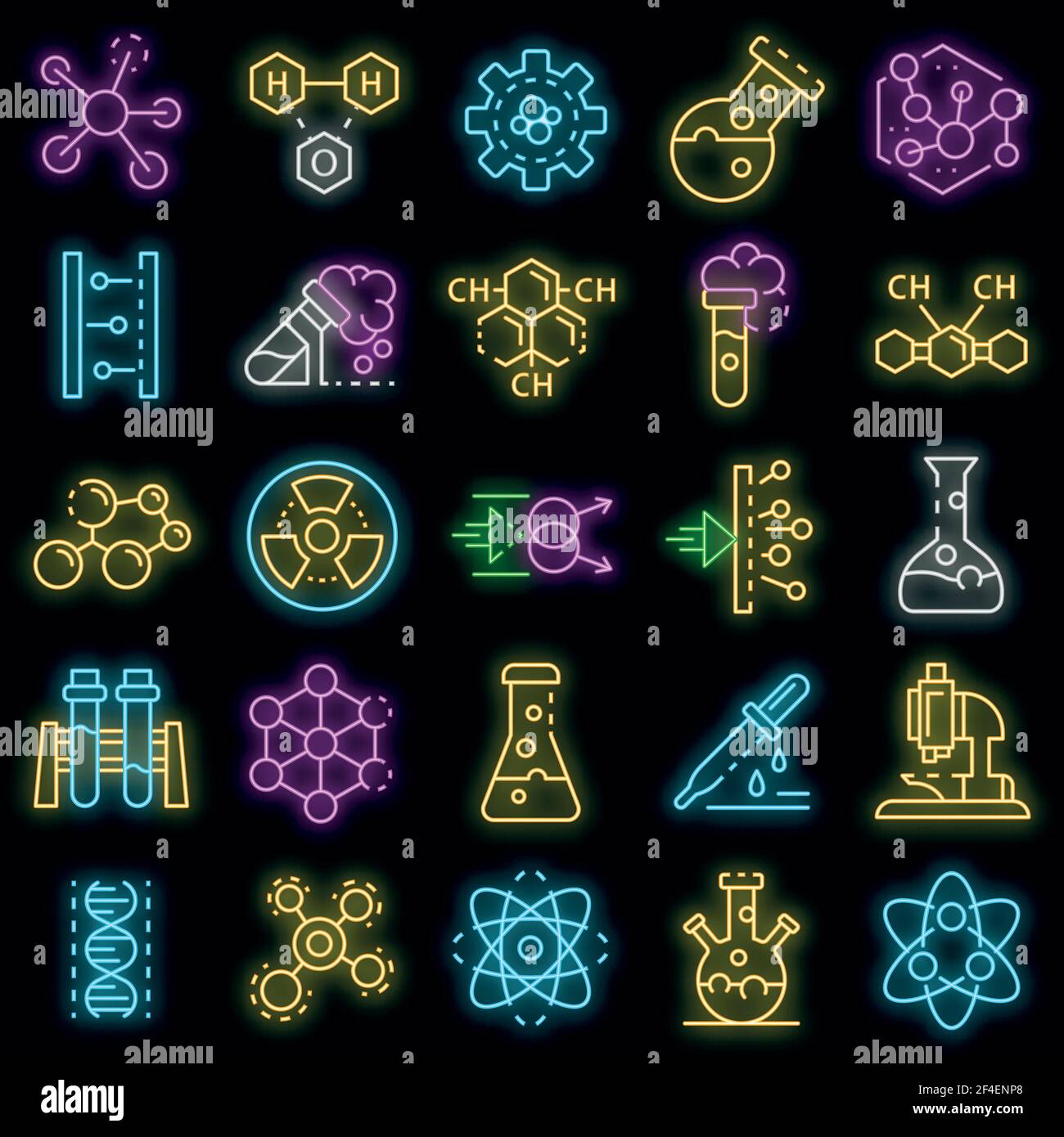 Chemistry Lab Icon Set Outline Set Of Chemistry Lab Vector Icons Neon