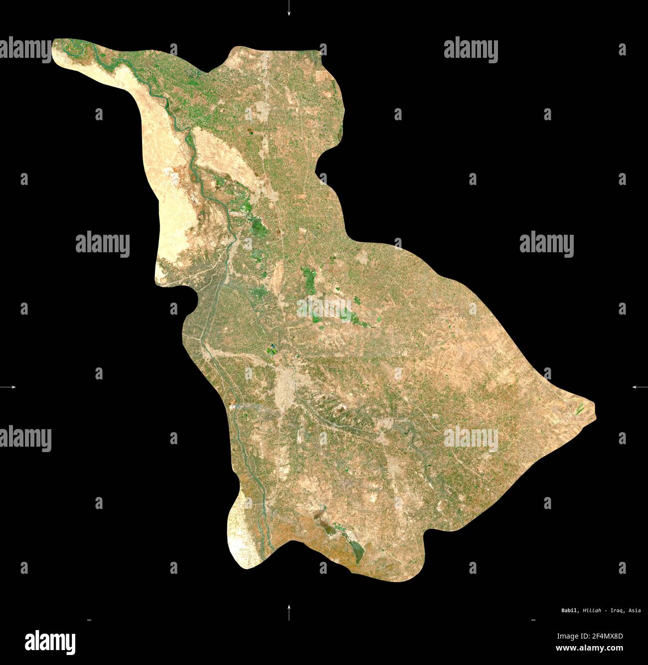 Babil Province Of Iraq Sentinel Satellite Imagery Shape Isolated