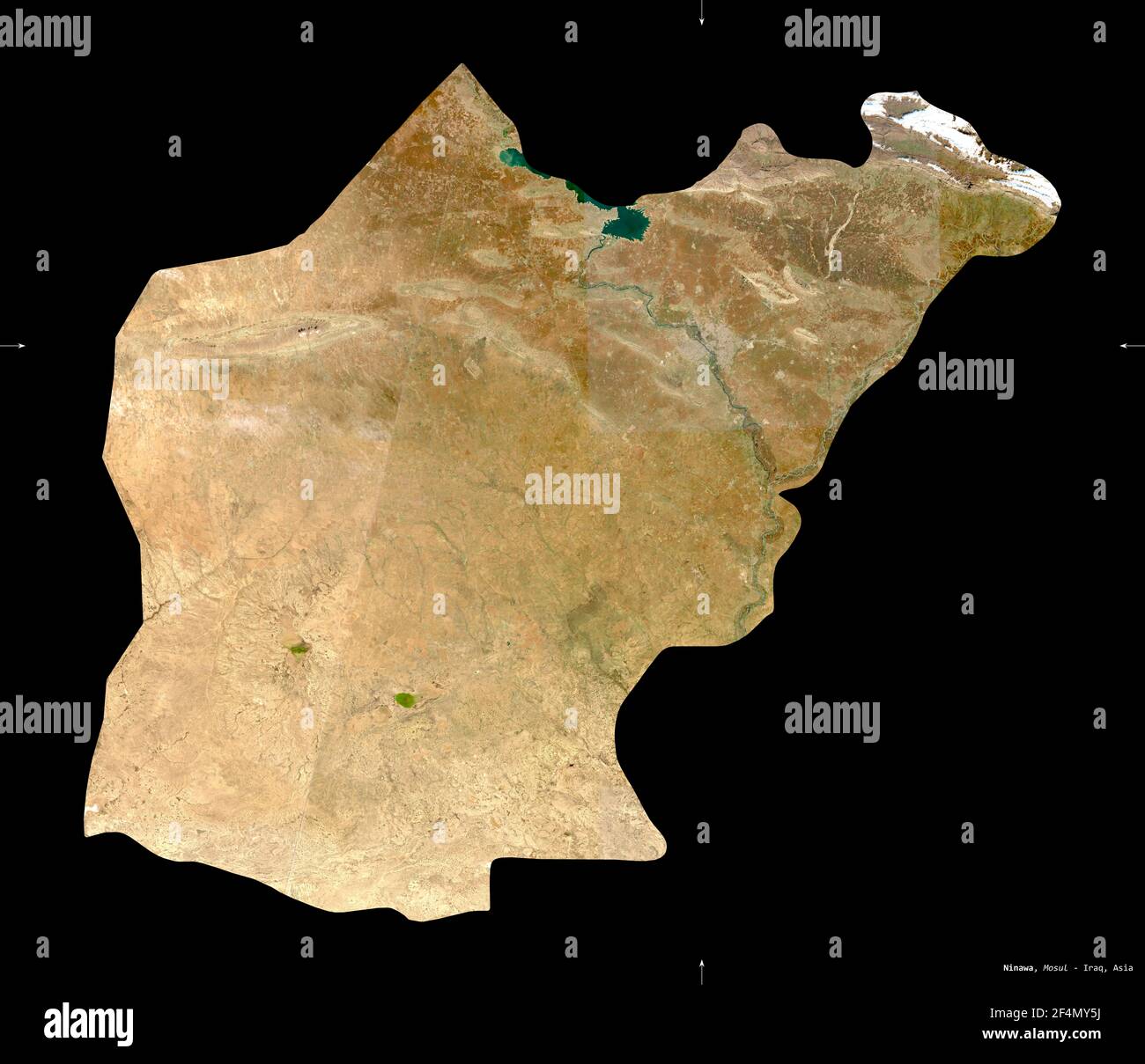 Ninawa Province Of Iraq Sentinel Satellite Imagery Shape Isolated