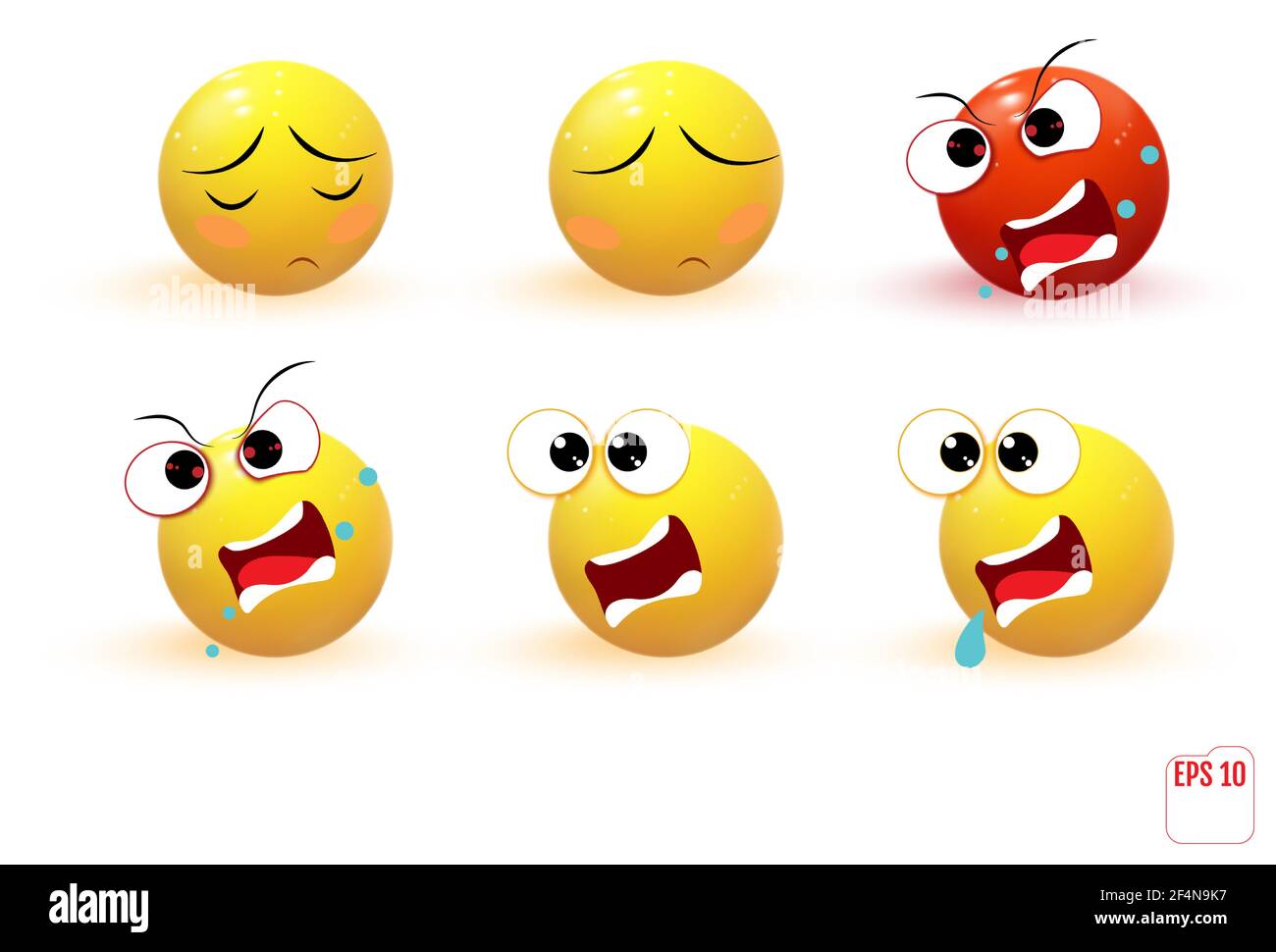 Set Of Yellow Emotions Emoji Stock Vector Image Art Alamy