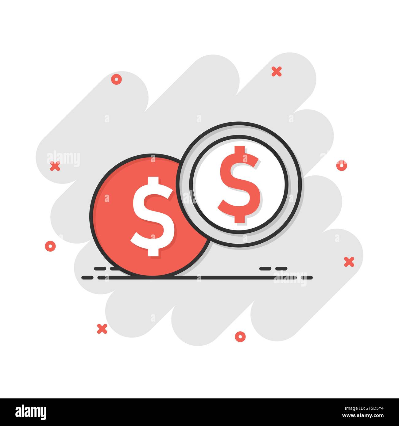 Coins Stack Icon In Comic Style Dollar Coin Vector Cartoon