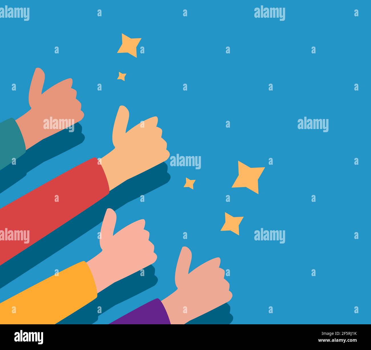 Many People Show Show A Thumb Up Vector Illustration Of Hands Showing