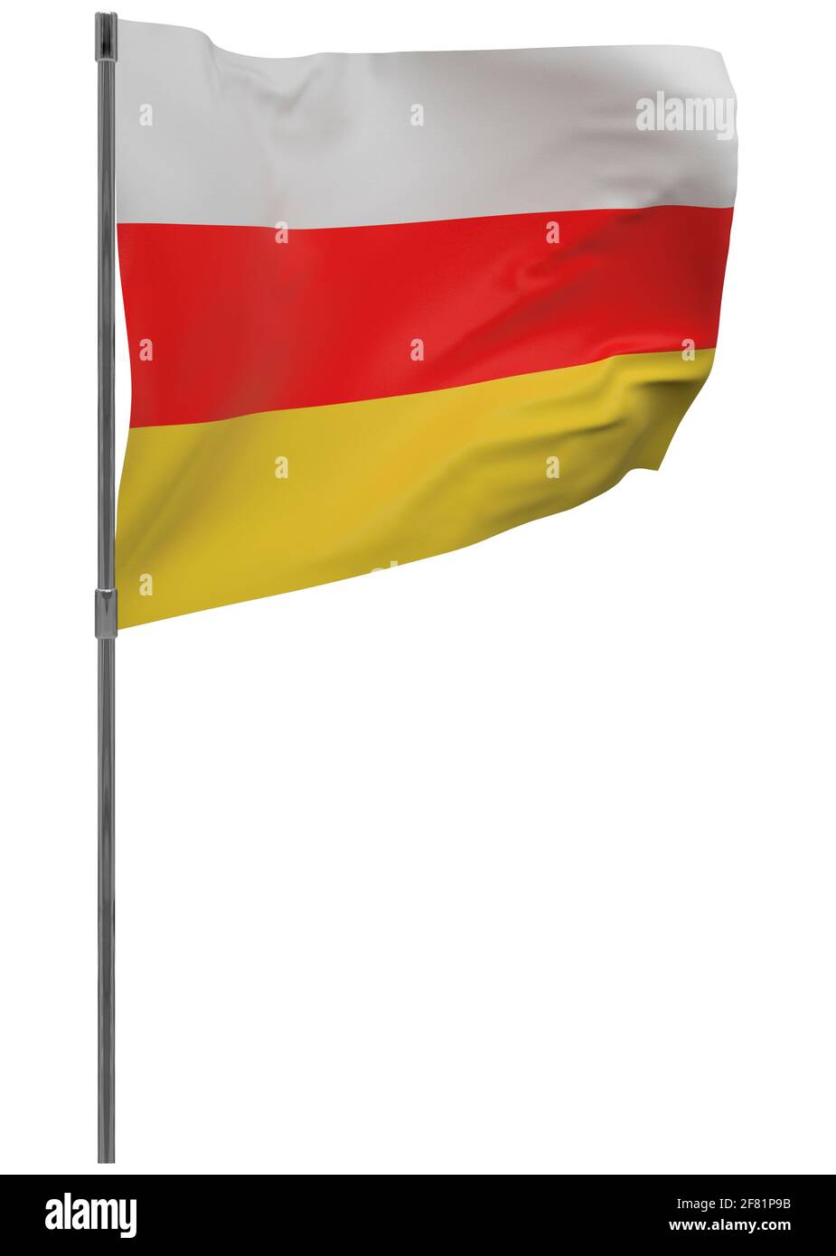 South Ossetia Flag On Pole Waving Banner Isolated National Flag Of