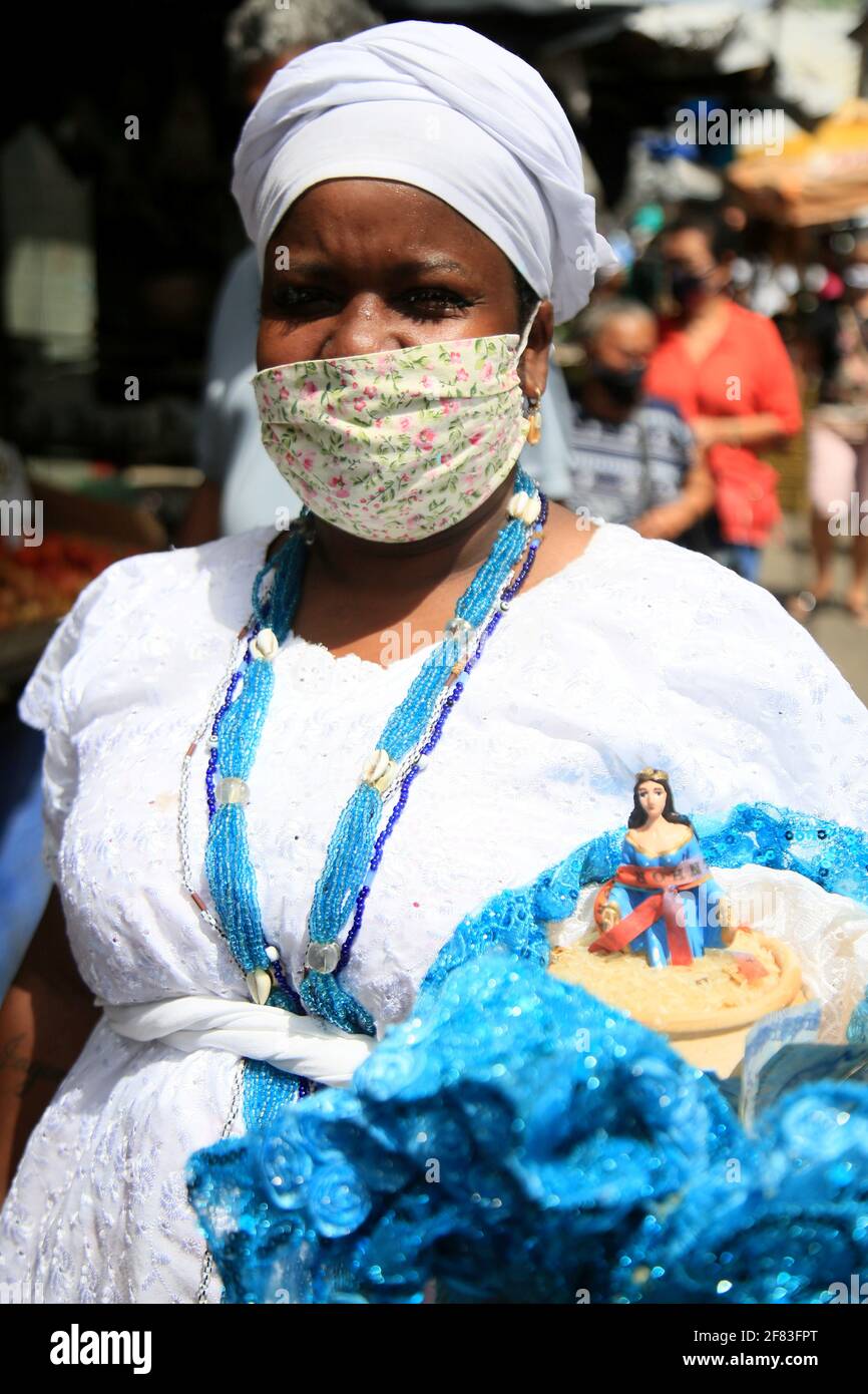 Salvador Bahia Brazil January Adept Of Candomble Carries