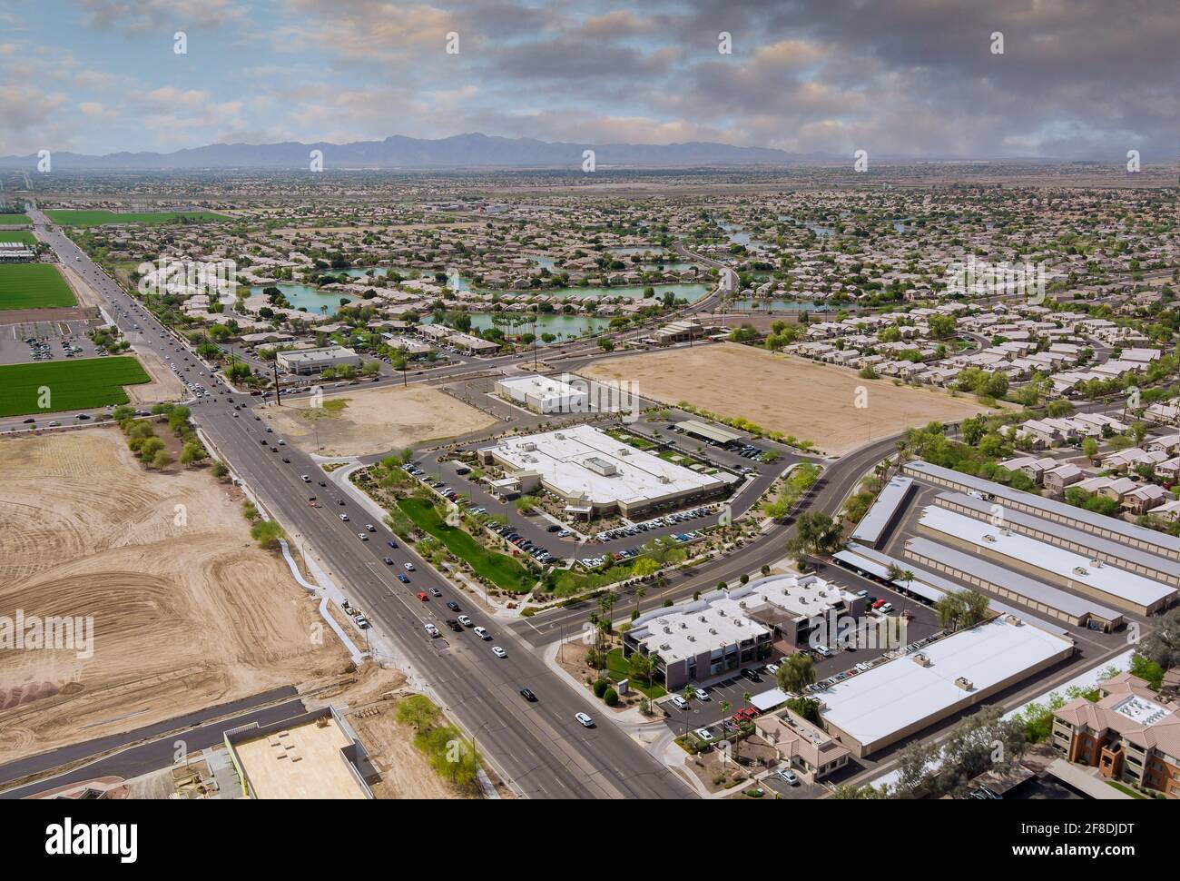 Aerial Overlooking Desert Small Town A Avondale City Of Beautiful