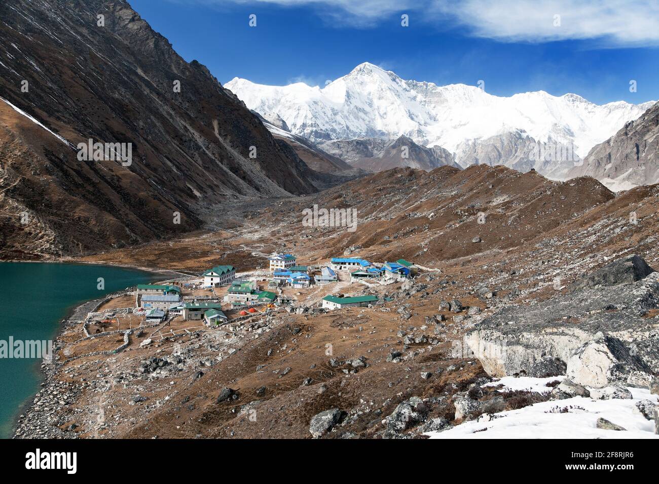 View Of Gokyo Lake And Village With Mount Cho Oyu Gokyo Trek Trek To