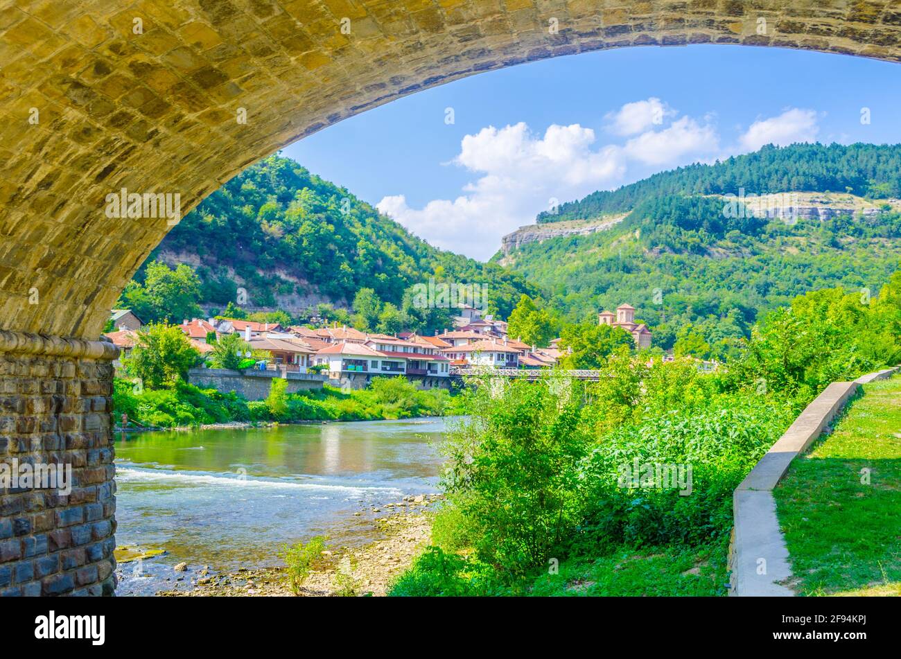 View Of The Vladishki Bridge Over Yantra River In Veliko Tarnovo Stock