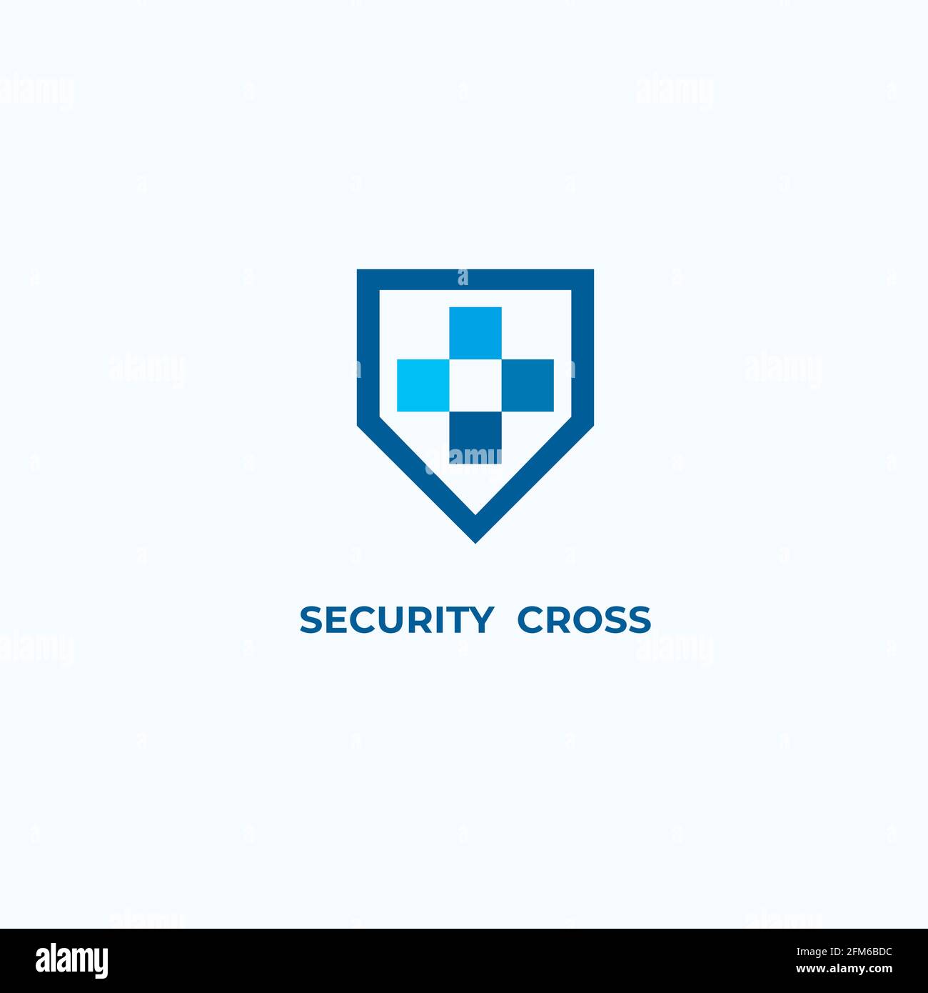 Shield Vector Logo Cyber Security Emblem Vector Cross Logo Stock