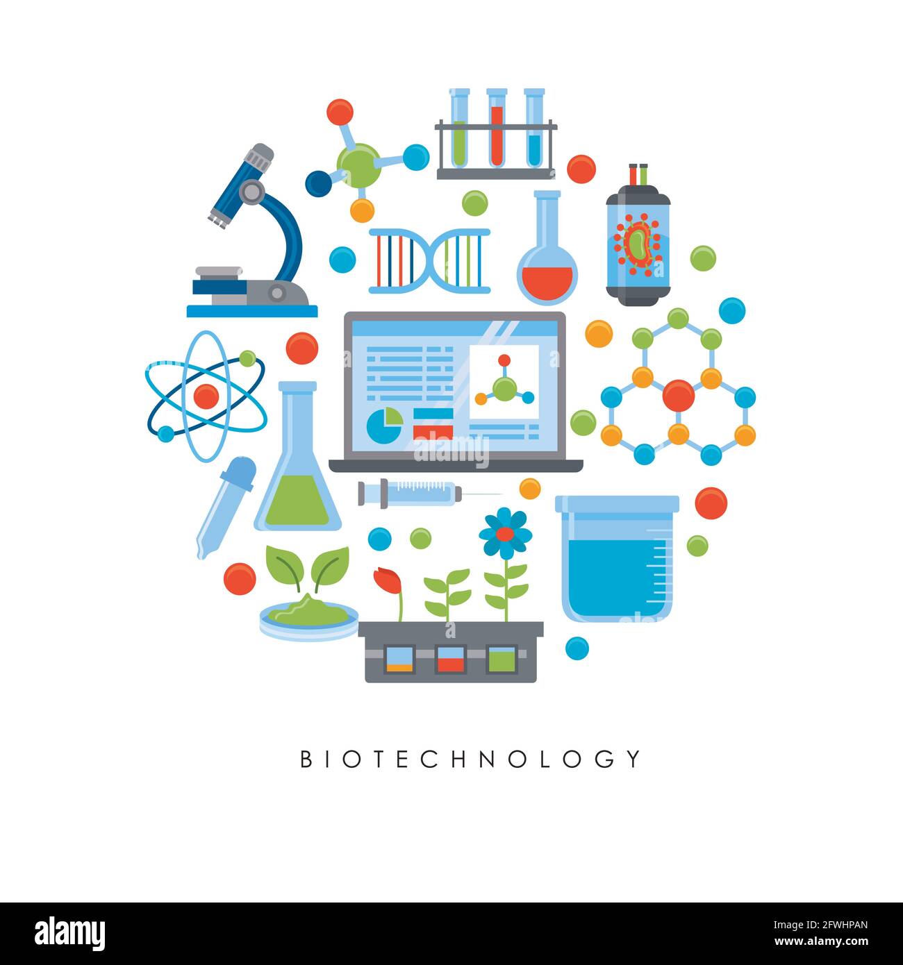 Bio Technology Set Icons Around Stock Vector Image Art Alamy