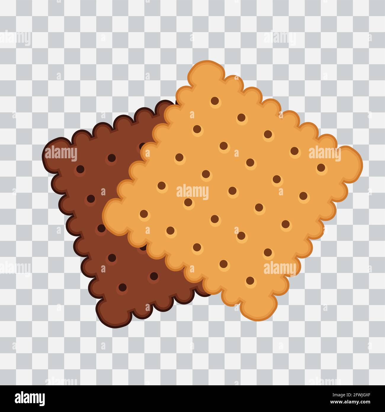 Simple Two Biscuits Icon On Transparent Background Food Icon Vector