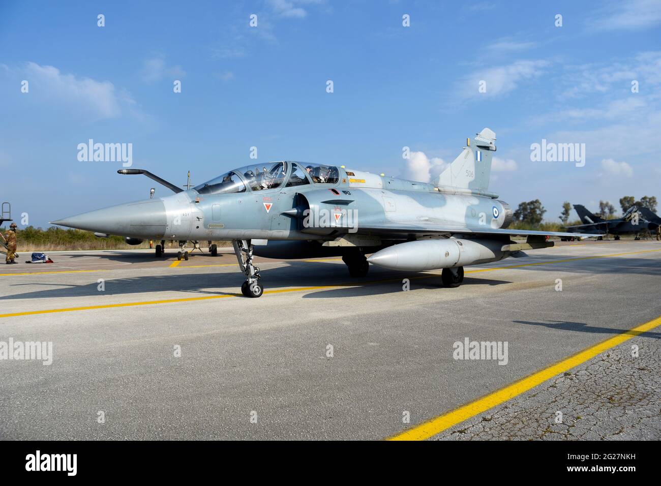 Greek Air Force Mirage B Taxiing Stock Photo Alamy