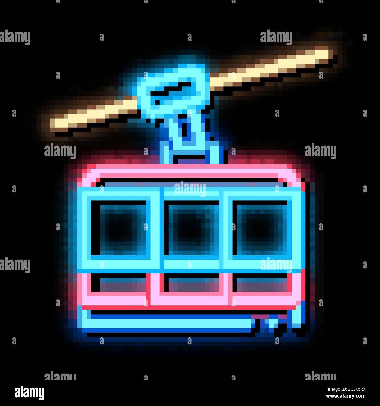 Ski Resort Cableway Transport Neon Glow Icon Illustration Stock Vector