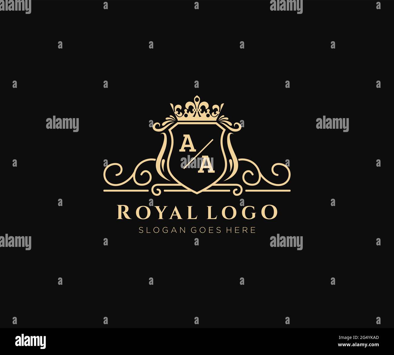 Aa Letter Luxurious Brand Logo Template For Restaurant Royalty