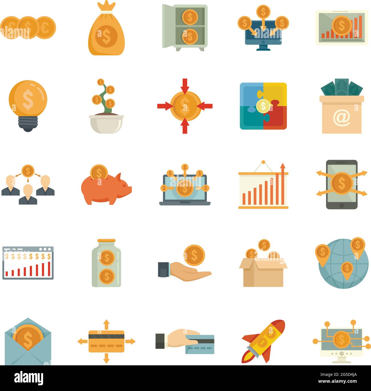 Crowdfunding Platform Icons Set Flat Vector Isolated Stock Vector Image