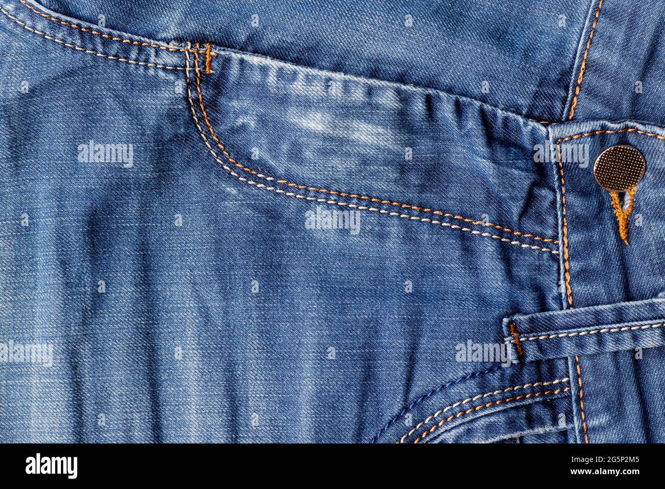 Blue Jeans Fabric Background Texture Distressed Denim With Seams