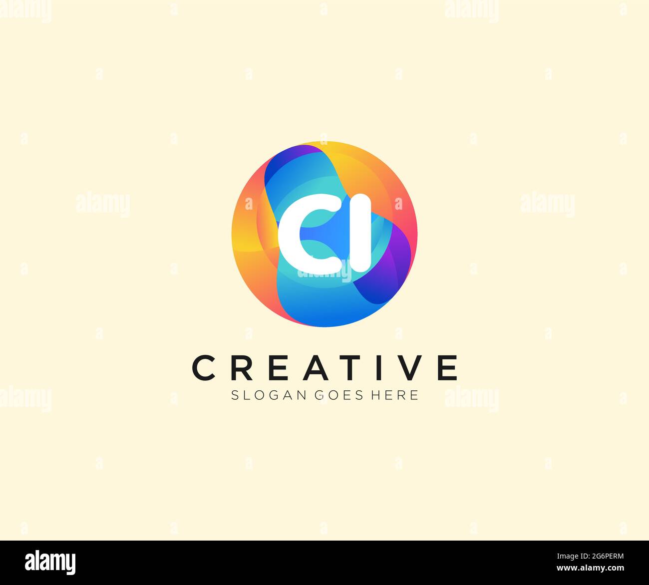 Ci Initial Logo With Colorful Circle Template Stock Vector Image Art