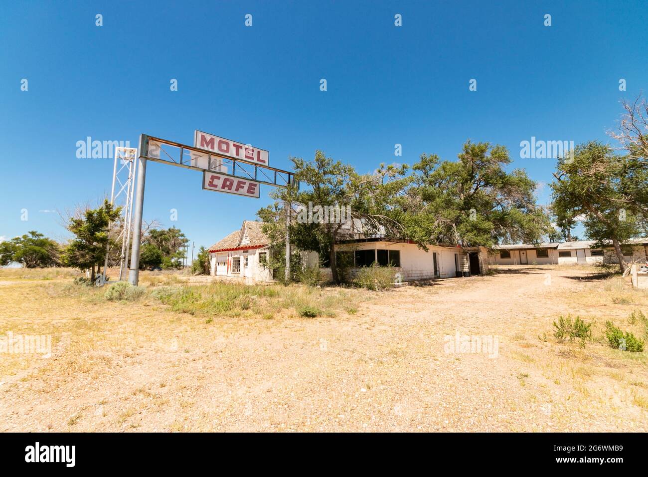 Derelict Gas Station And Motel In The Ghost Town Of Glenrio Texas On