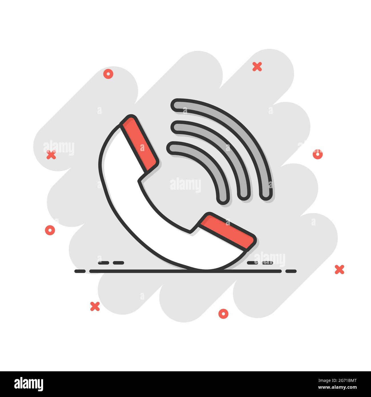 Phone Icon In Comic Style Telephone Call Cartoon Vector Illustration