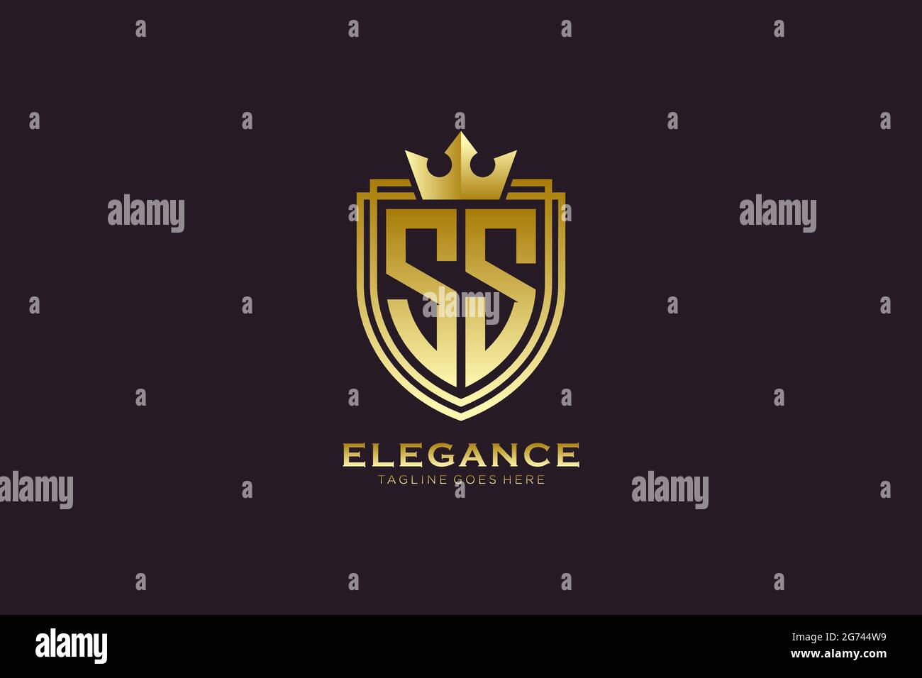 Ss Elegant Luxury Monogram Logo Or Badge Template With Scrolls And