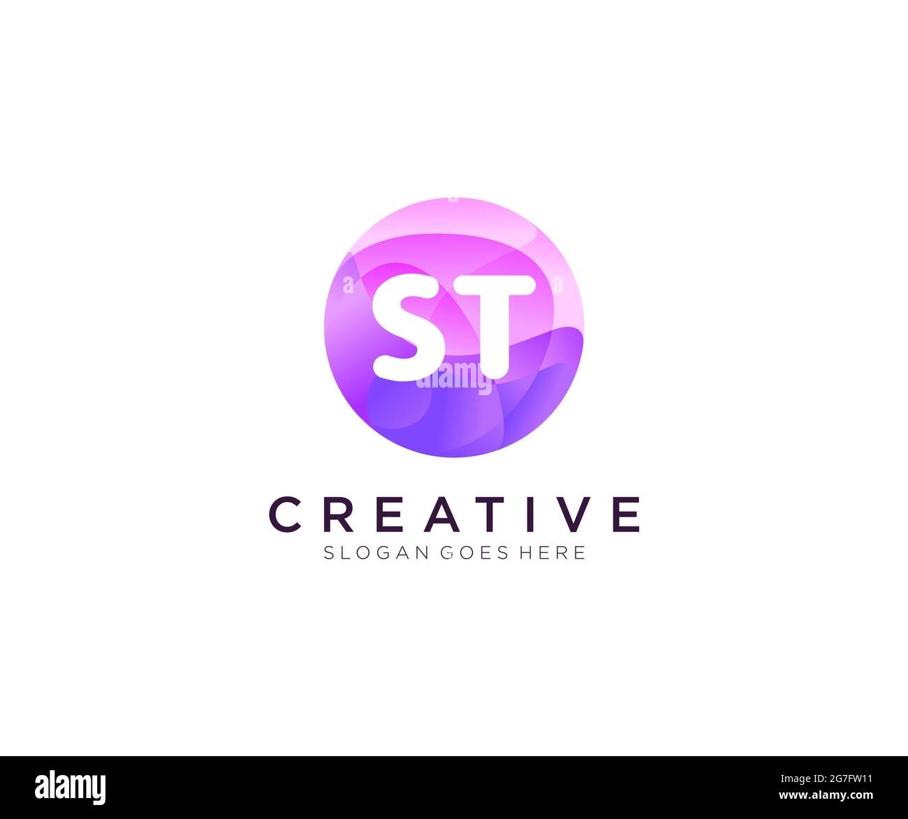 St Initial Logo With Colorful Circle Template Stock Vector Image Art