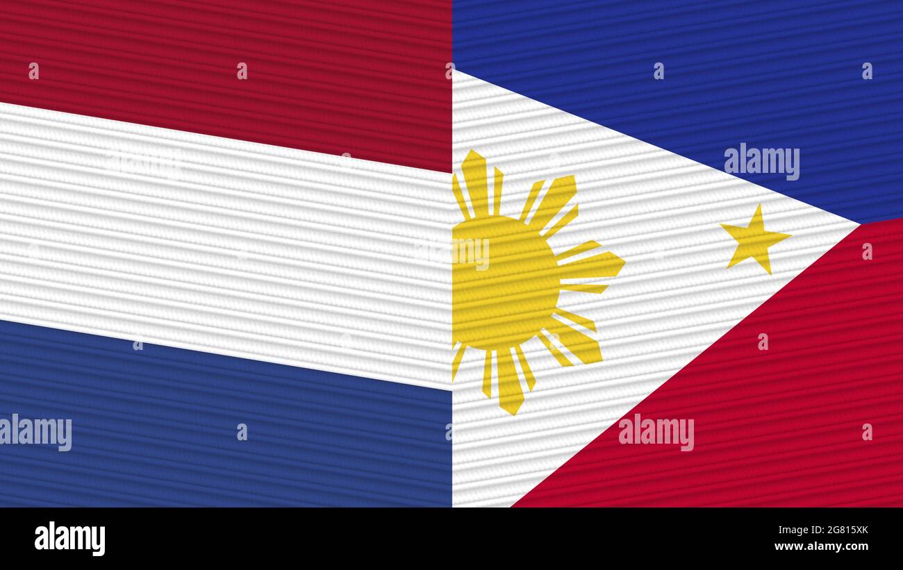 Philippines And Netherlands Two Half Flags Together Fabric Texture