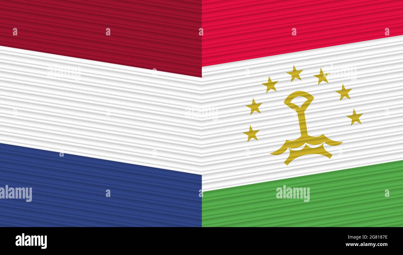 Tajikistan And Netherlands Two Half Flags Together Fabric Texture