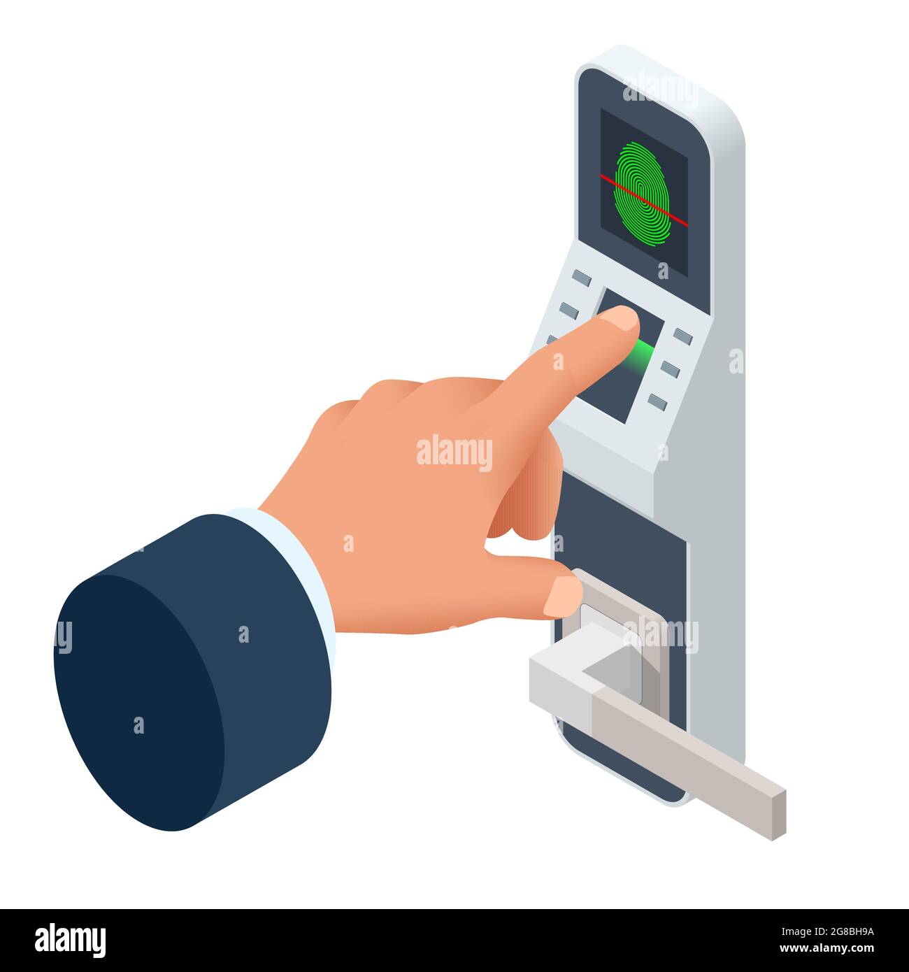 Isometric Finger Print Scan For Enter Security System Biometric Access