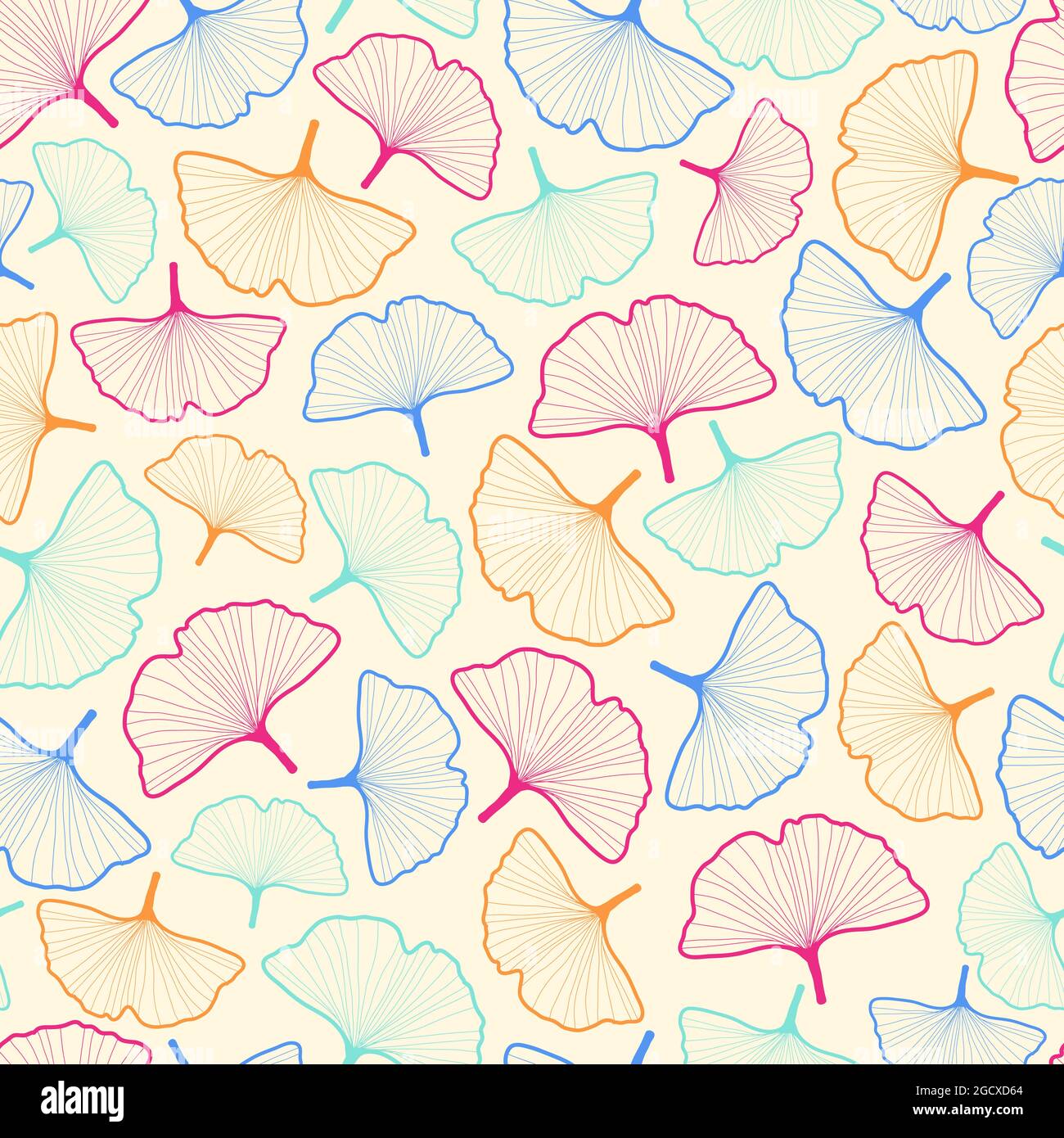 Elegant Trendy Seamless Floral Ditsy Pattern Design Of Ginkgo Biloba