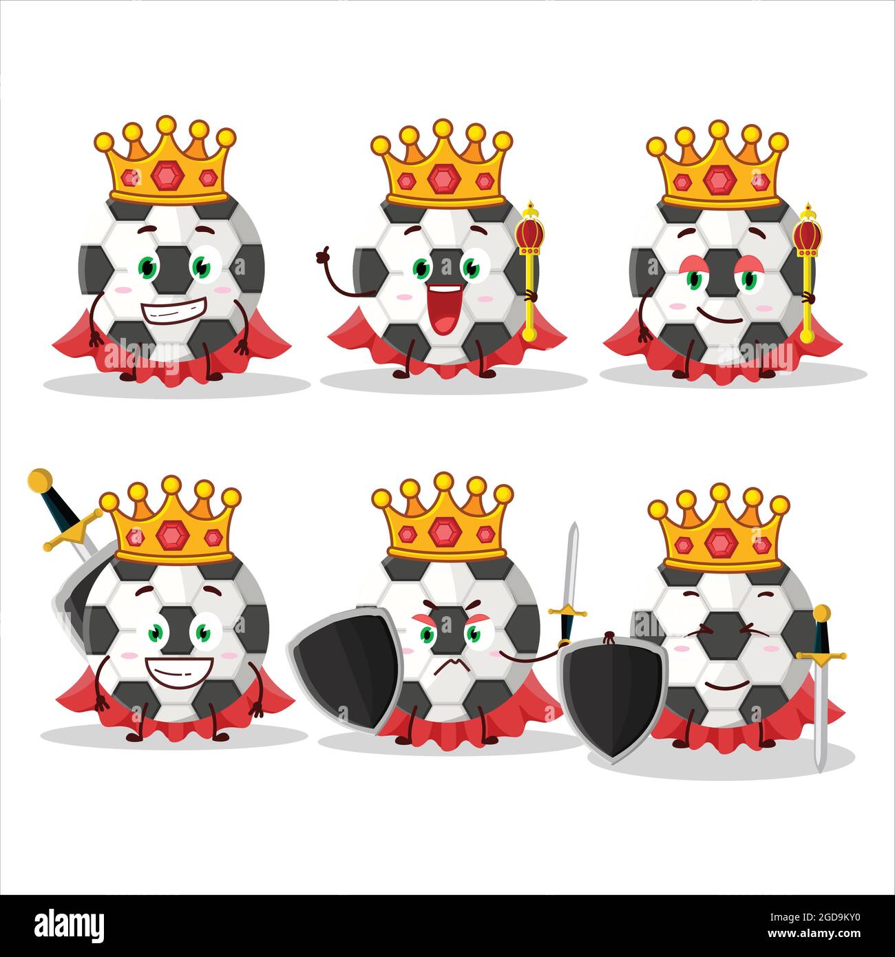 A Charismatic King Soccer Ball Cartoon Character Wearing A Gold Crown