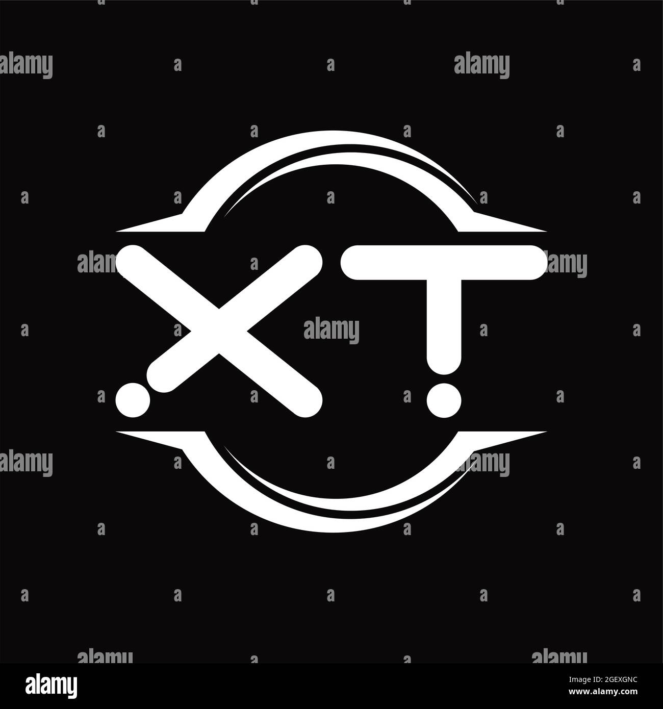 Xt Logo Monogram With Circle Rounded Slice Shape Blackground Design