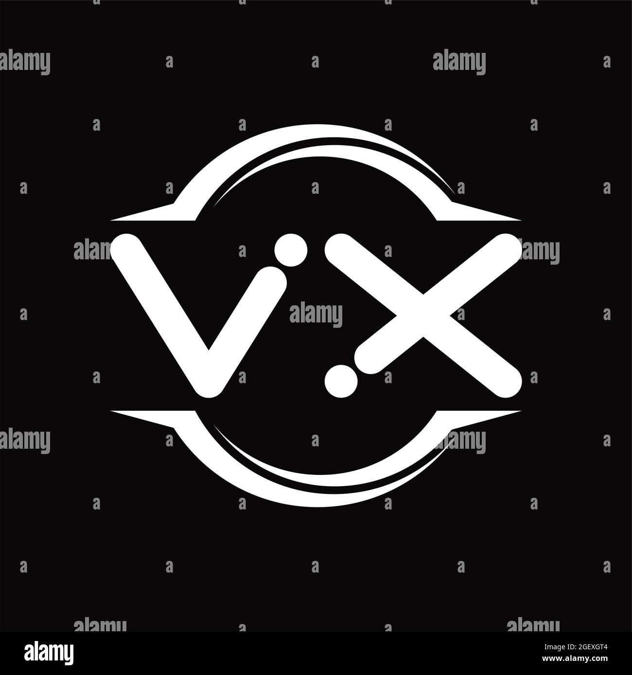 Vx Logo Monogram With Circle Rounded Slice Shape Blackground Design