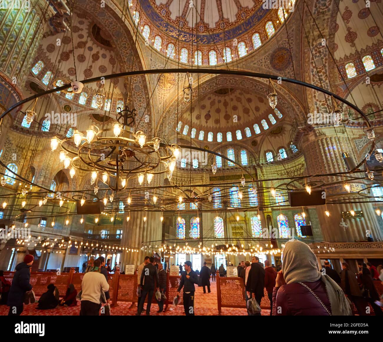 Istanbul Turkey April Interior Of Blue Mosque Also Called