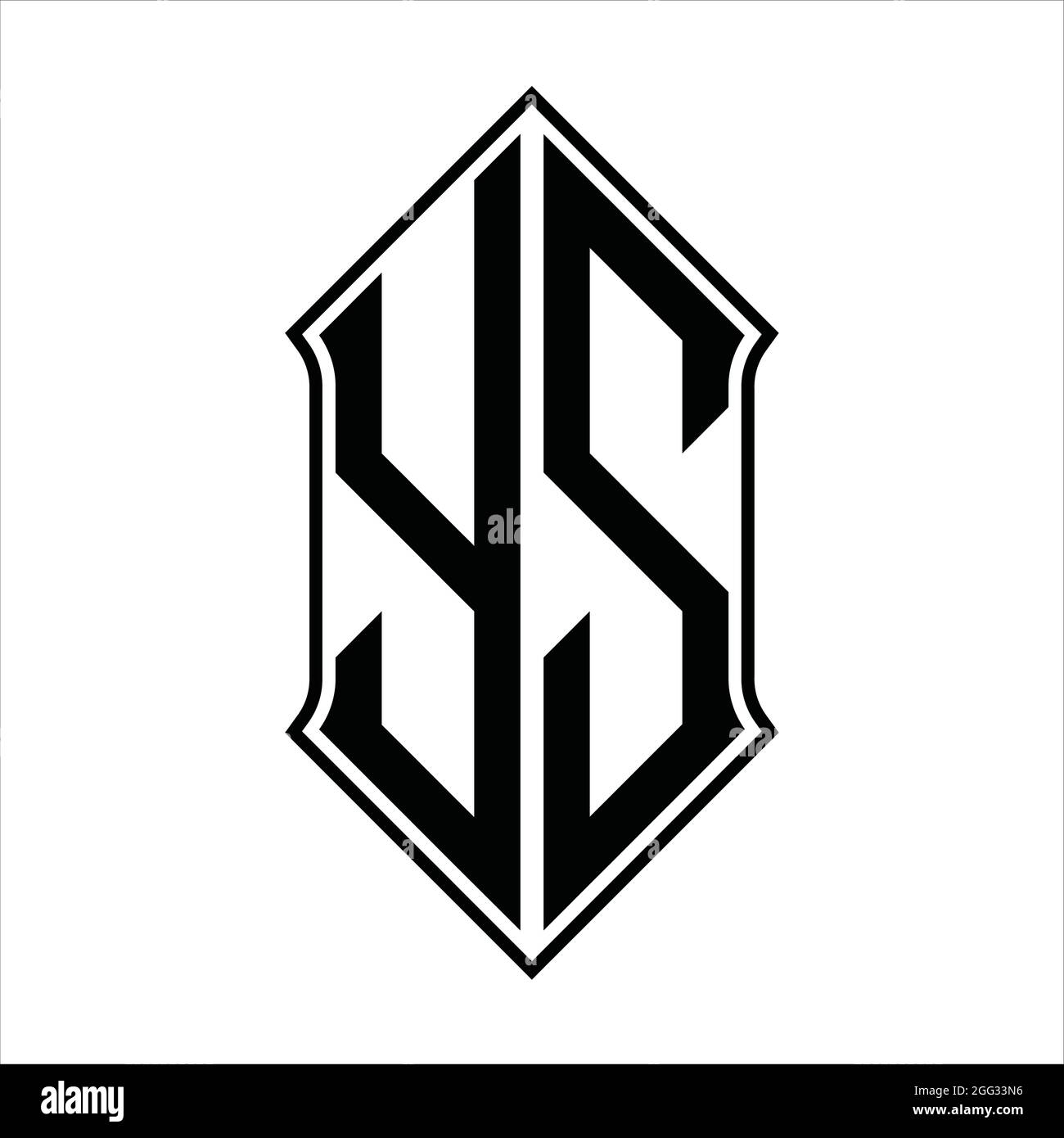 Ys Logo Monogram With Shieldshape And Black Outline Design Template