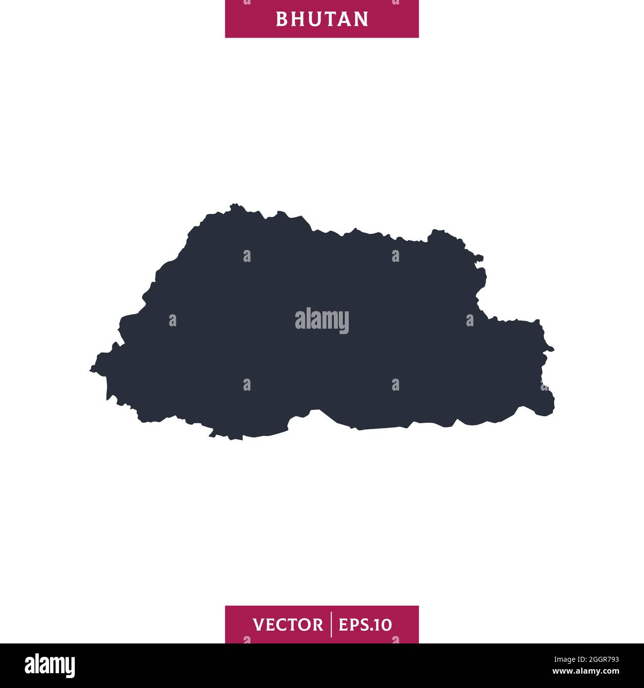 Detailed Map Of Bhutan Vector Stock Illustration Design Template