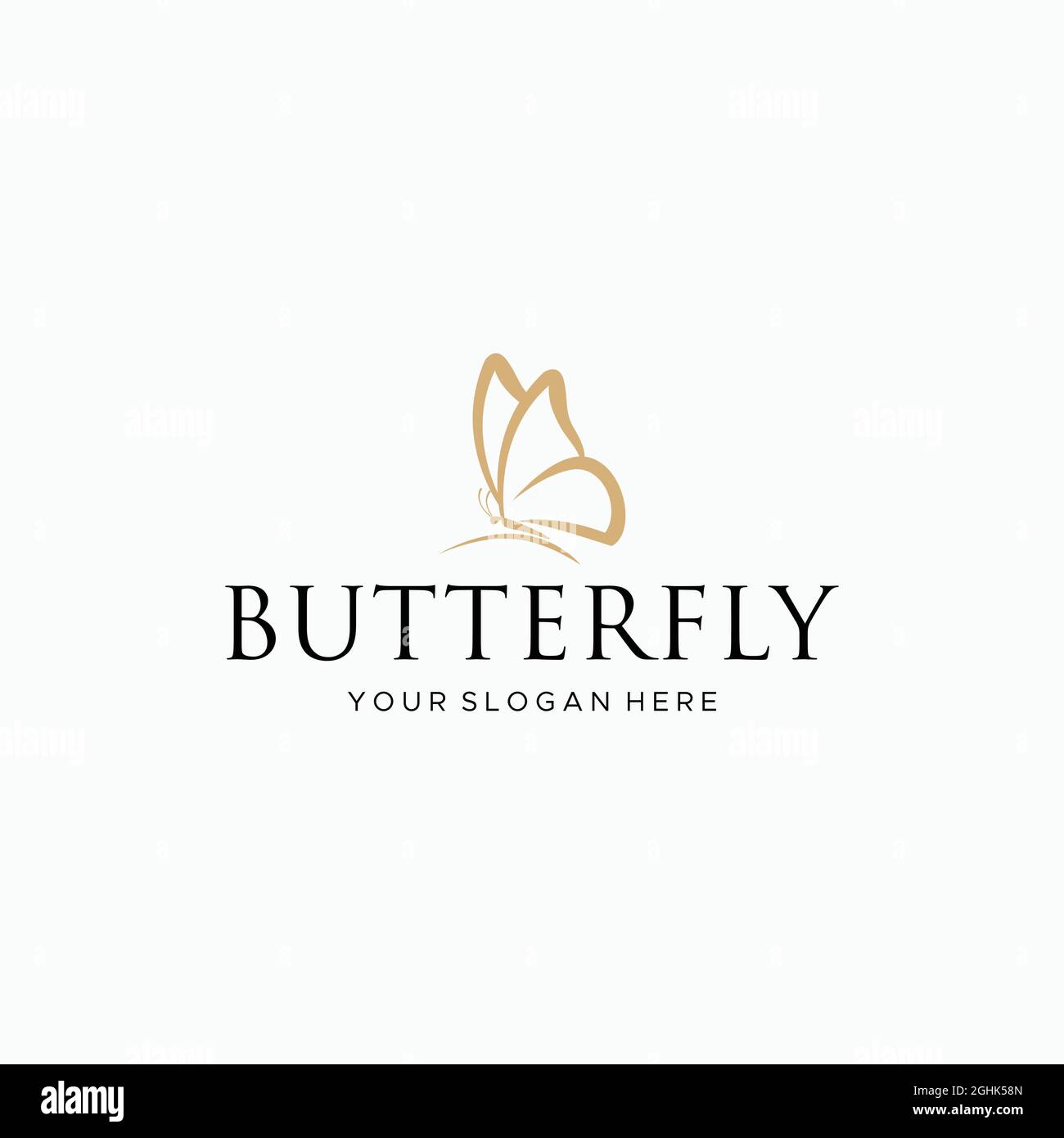 Flat BUTTERFLY Perched Butterfly Logo Design Stock Vector Image Art