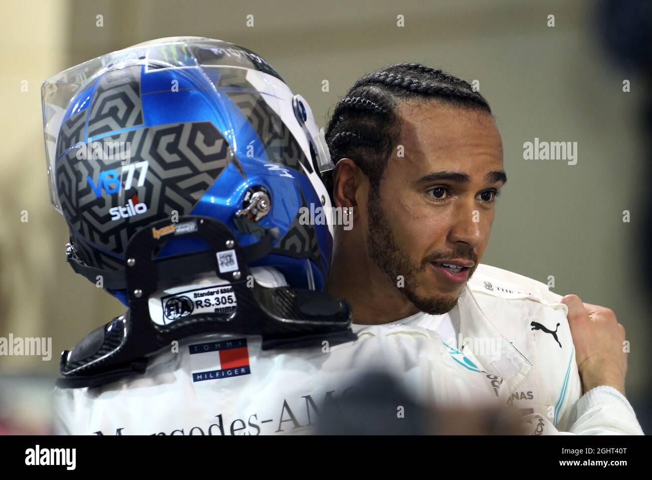 Mercedes Amg F In Parc Ferme Placed Team Mate Valtteri Hi Res Stock