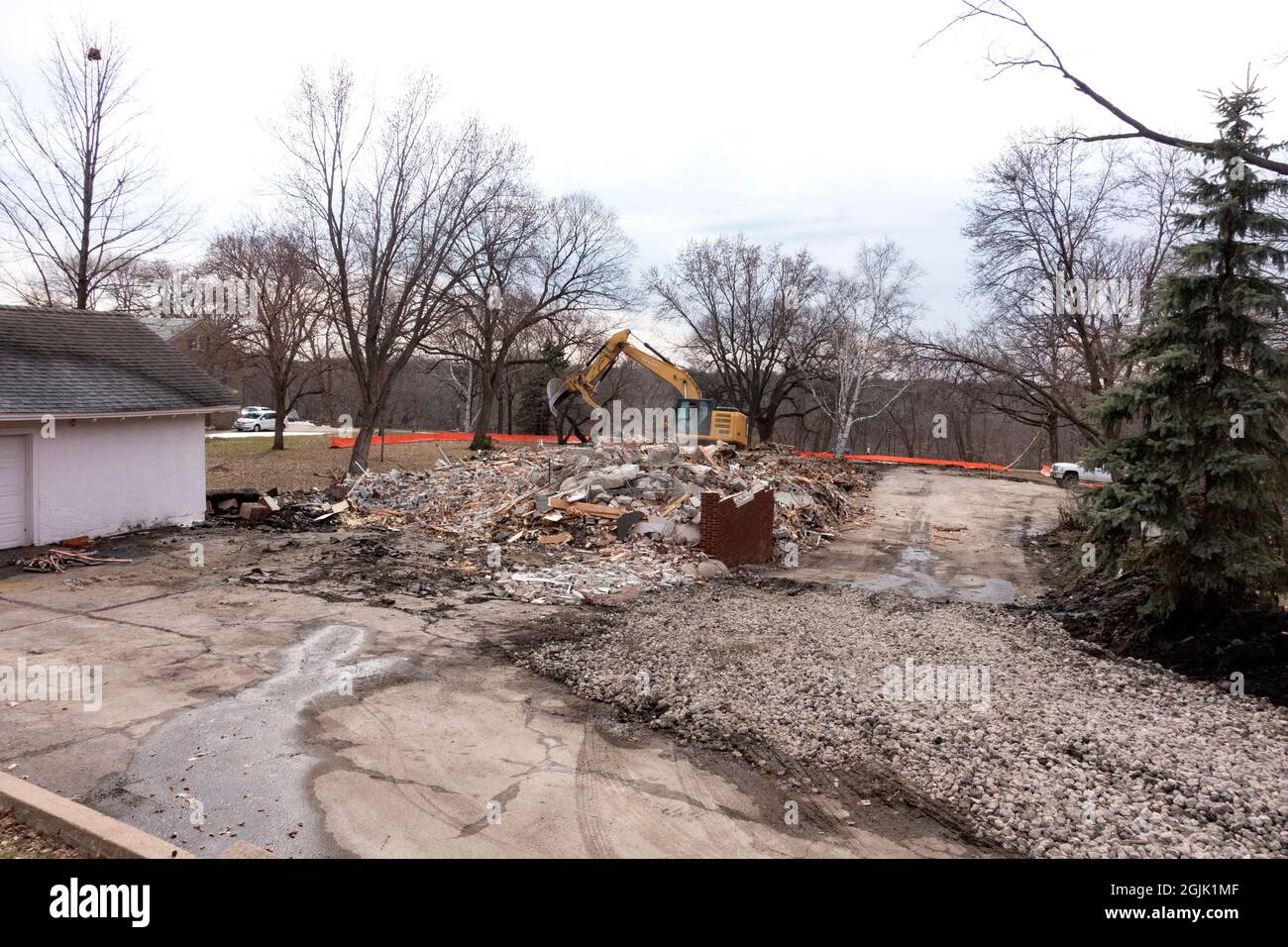 Completing Demolition And Removing Debris Of A Tear Down Mansion On The