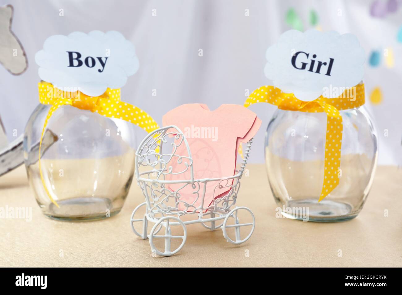 Game For Suggestion Of Baby Name On Table At Shower Party Stock Photo