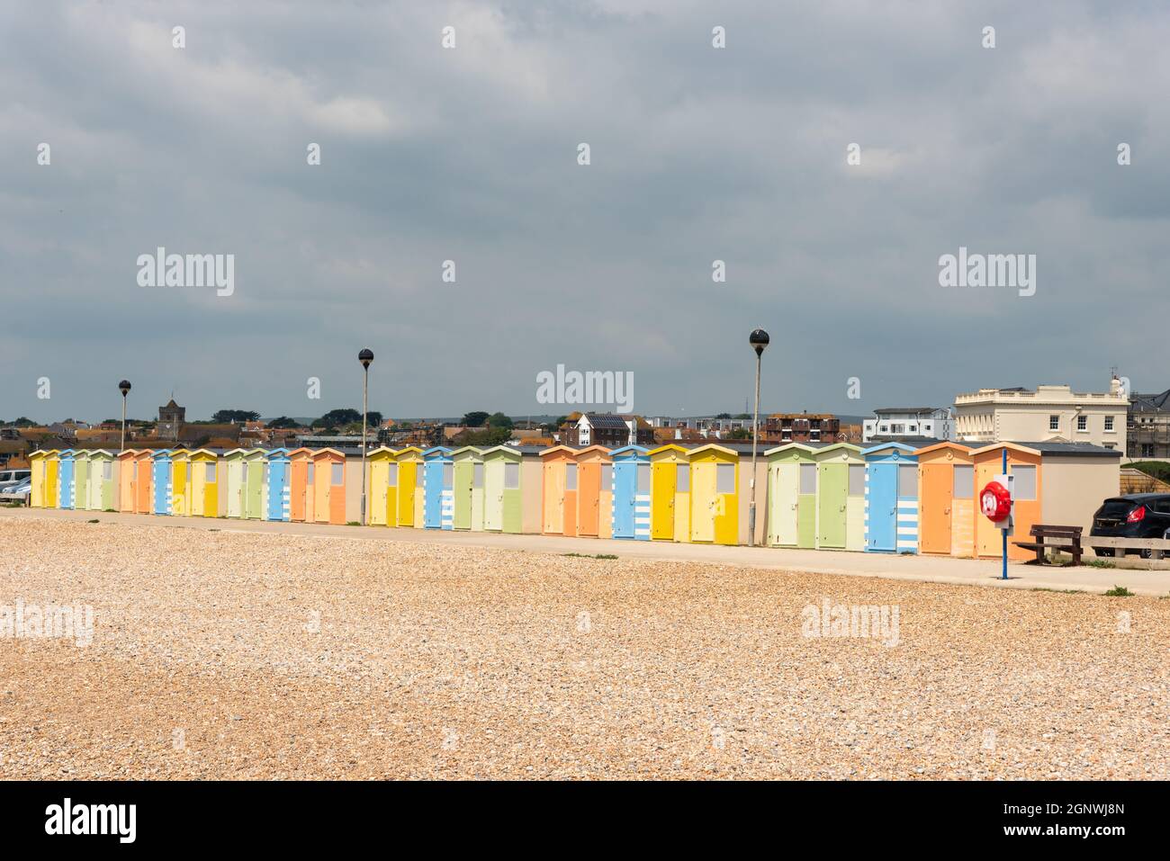 Beach Huts At Seaford Stock Photo Alamy