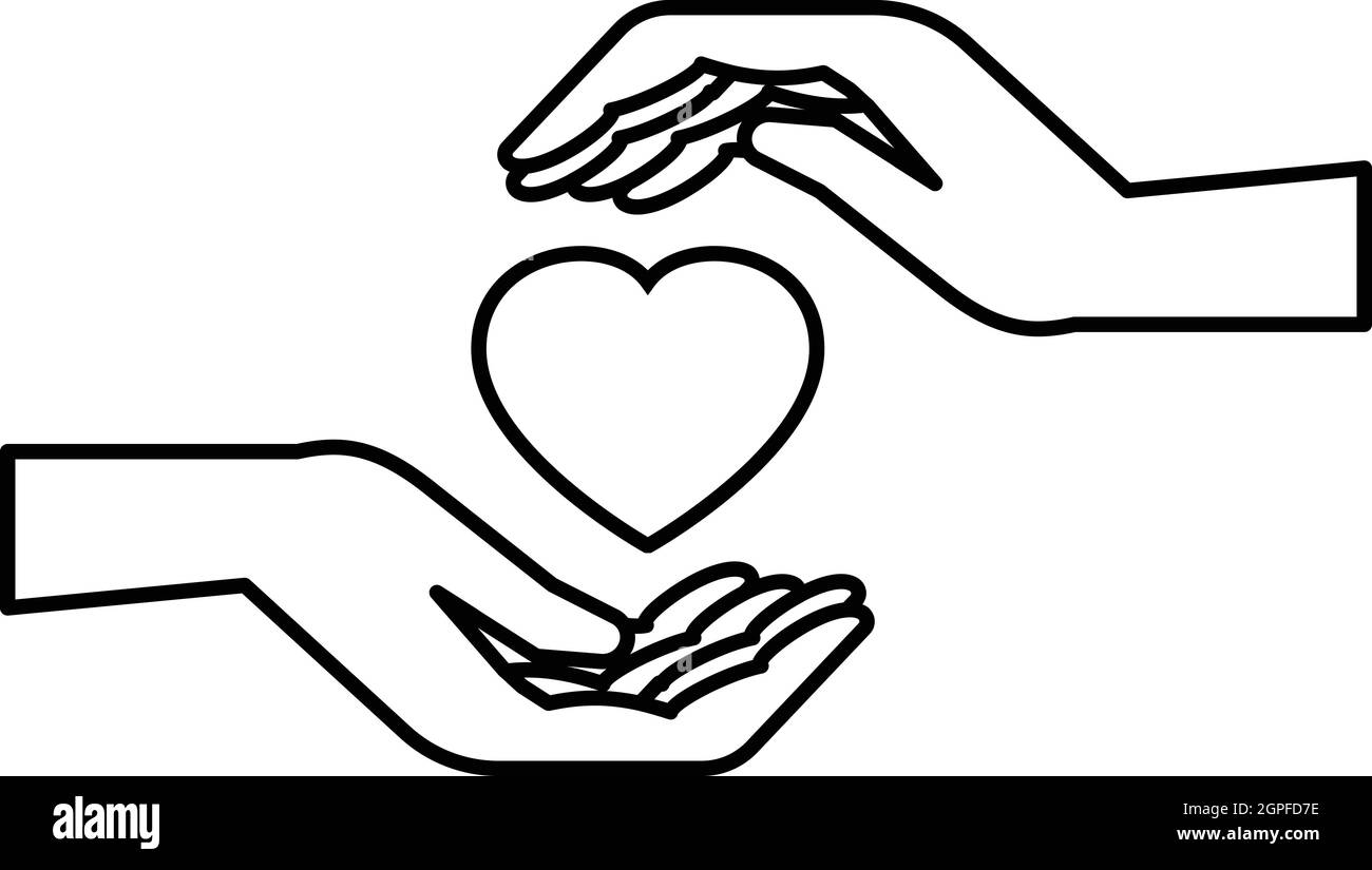 Hands Holding Heart Icon Outline Style Stock Vector Image Art Alamy