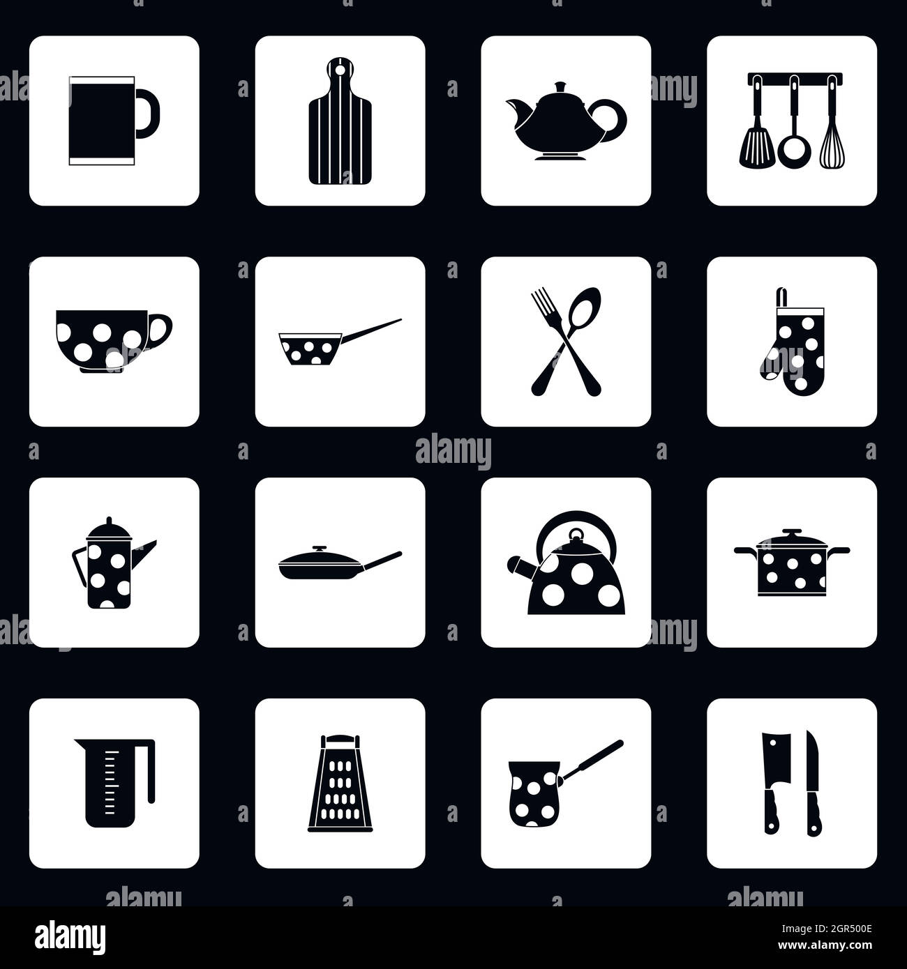 Kitchen Utensil Icons Set Simple Style Stock Vector Image Art Alamy